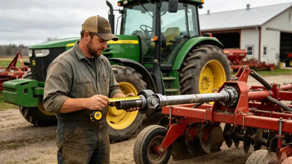 How to Connect, Use, and Disconnect a PTO Shaft from Your Tractor — A Step-by-Step Field Guide measuring PTO drive shaft compressed extended length U-joint center agricultural tractor implement