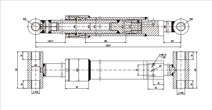 Primary Boom Lift Hydraulic Cylinder — HCYY11112005 | Main Boom Angle Cylinder Φ55×Φ50×506, 21 MPa HCYY11112005 hydraulic cylinder dimension parameters