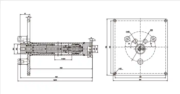 Aerial Work Platform Lift Hydraulic Cylinder — HCYY11112006 | Long-Stroke Φ65×Φ45×1260, 18 MPa HCYY11112006 hydraulic cylinder dimensional parameters