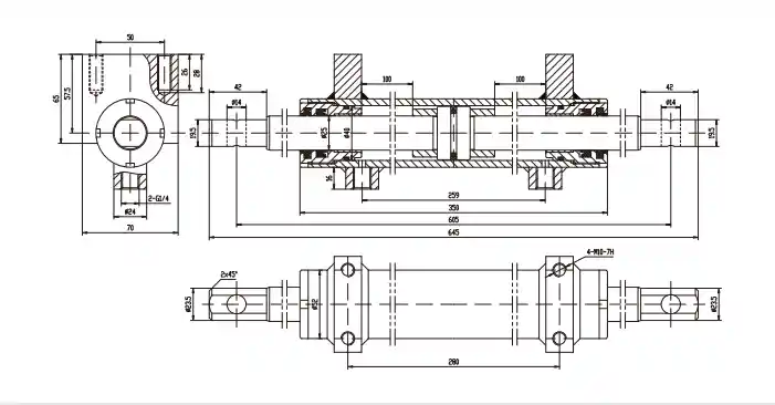 Boom Lift Steering Hydraulic Cylinder — HCYY11112007 | Dual 100mm Stroke Φ40×Φ25, 10 MPa HCYY11112007 steering cylinder dimensional parameters