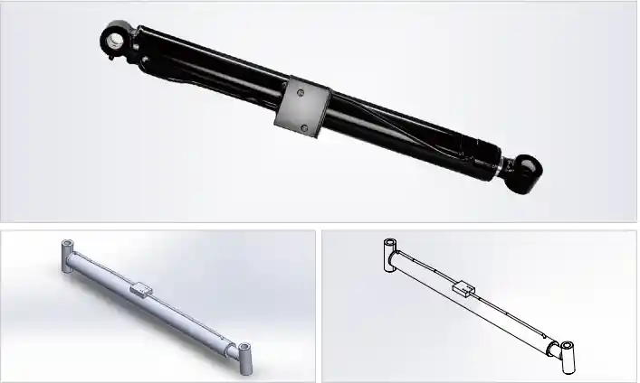 Articulating Boom Lift Hydraulic Cylinder — HCYY11112011 | Folding Boom Angle Cylinder Φ100×Φ80×1458, 21 MPa HCYY11112011 folding boom angle cylinder product view