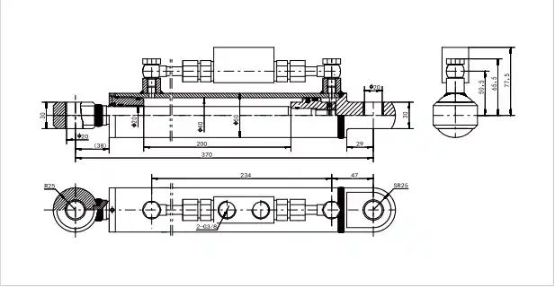Hook Lift Body Lock Cylinder – Model HCYY11112013 | Φ40×Φ20×200, 30 MPa HCYY11112013 Hooklift Body Lock Hydraulic Cylinder – Product Visuals