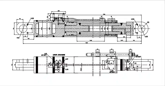 HCYY11112019 Crawler Crane Boom Anti-Tip Hydraulic Cylinder-Engineering Cross Section Drawing
