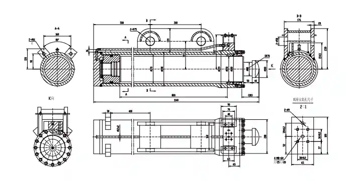 Crawler Crane Frame Support Hydraulic Cylinder – Model HCYY11112020 | Φ170×Φ150×800, 30 MPa HCYY11112020 Crawler Crane Frame Support Hydraulic Cylinder-Engineering Cross Section Drawing