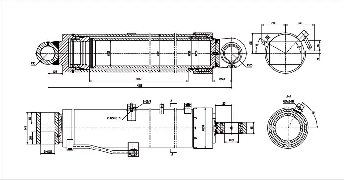 Crane Main Boom Lift Hydraulic Cylinder — HCYY11112021 (Φ280×Φ250, 31.5MPa) HCYY11112021 Crane Main Boom Lift Hydraulic Cylinder CAD