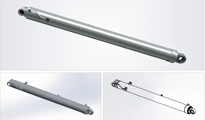 Crane Main Boom Lift Hydraulic Cylinder — HCYY11112021 (Φ280×Φ250, 31.5MPa) HCYY11112021 crane main boom cylinder side view