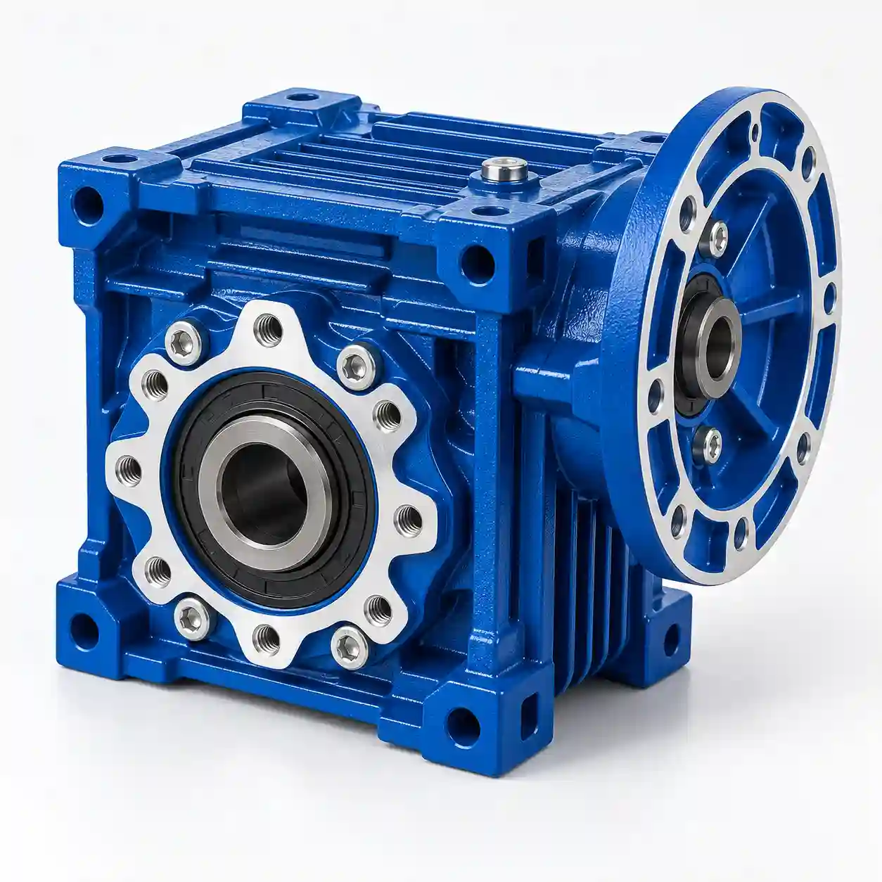 RV NMRV aluminum alloy housing sizes 025 to 090 with shot blast surface and blue enamel finish